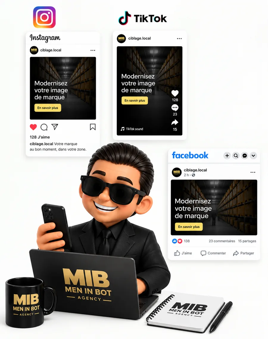 Le même message publié sur Instagram, TikTok et Facebook depuis un seul endroit